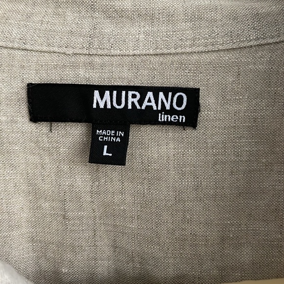 NWOT Linen Murano button-down long sleeve shirt in oatmeal color size L - Picture 2 of 8